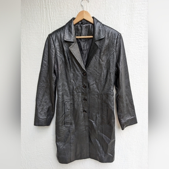 Echtes Lamm Leder Black Lamb Leather Jacket Coat Women's Size Small - Picture 1 of 6